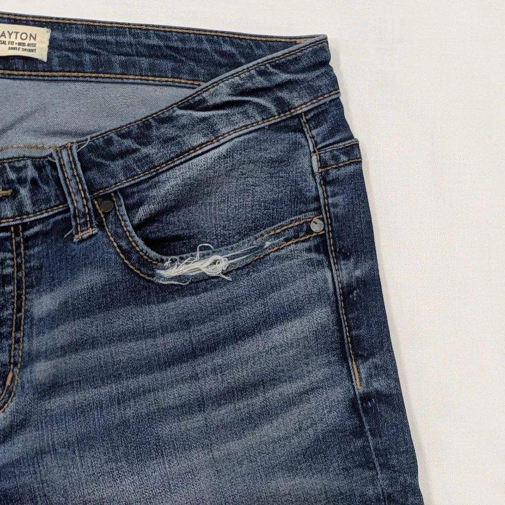 BKE Payton Ankle Skinny Jeans Womens Mid Rise Medium Wash Distressed Denim 27